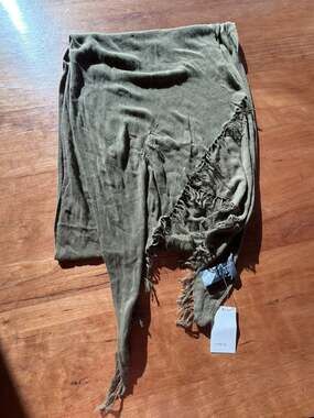 Vince‎ Mako Cotton Frayed Edge Scarf Olive Green